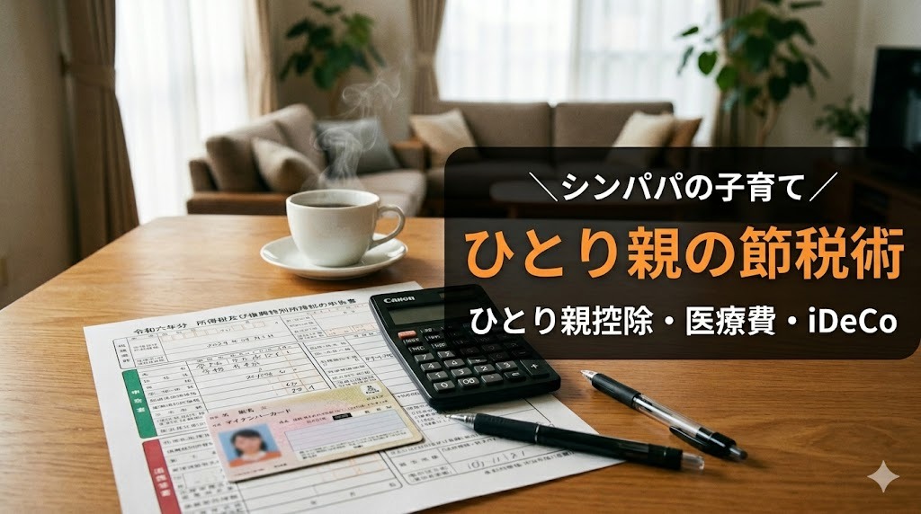 シングルファーザーの確定申告アイキャッチ。ひとり親控除・医療費控除・iDeCoで節税