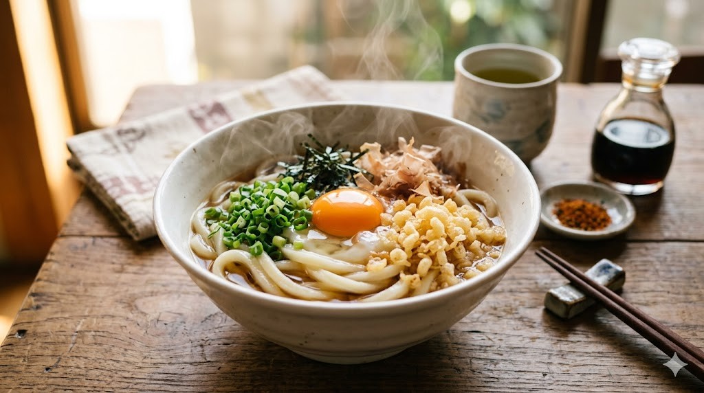 卵かけうどん - 温かい卵のせうどん