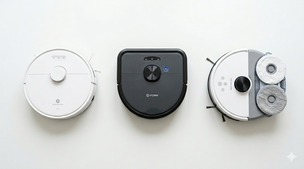 3種類のロボット掃除機を並べた比較写真